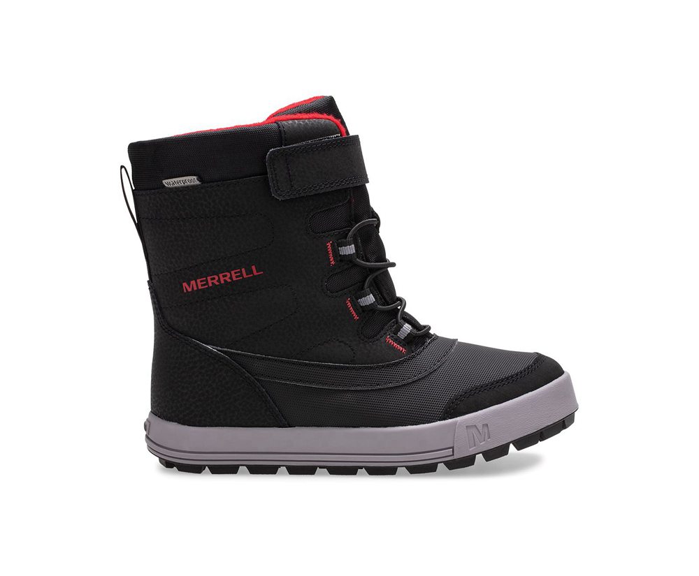 Botas Criança - Merrell Snow Storm Waterproof - Pretas/Cinzentas/Vermelhas - LYO897563